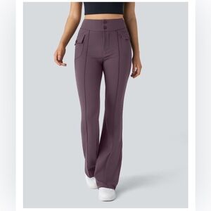 HALARA Plum Buttoned Flare Pants